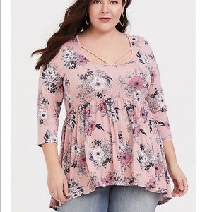 Torrid | super soft floral babydoll top 2x